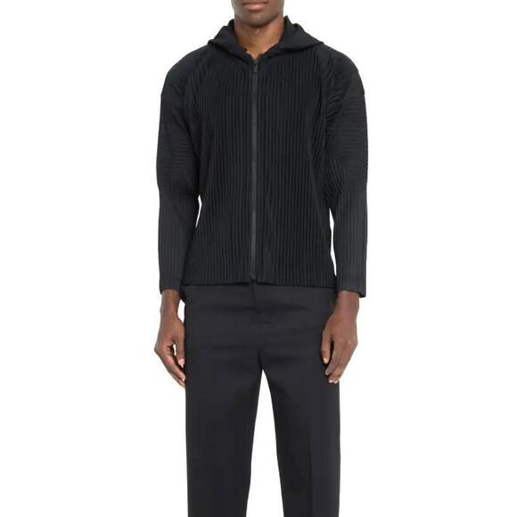 HOMME PLISSE ISSEY MIYAKE Men's Pleated Polyester Zip Hoodie - Picture 6 of 11